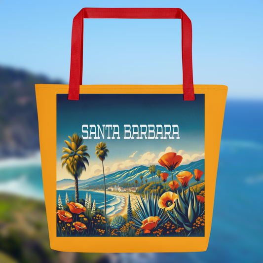 Santa Barbara All-Over Print Large Tote Bag