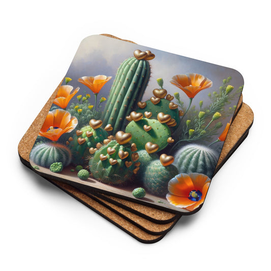 Cactus Love 2 Cork-back coaster