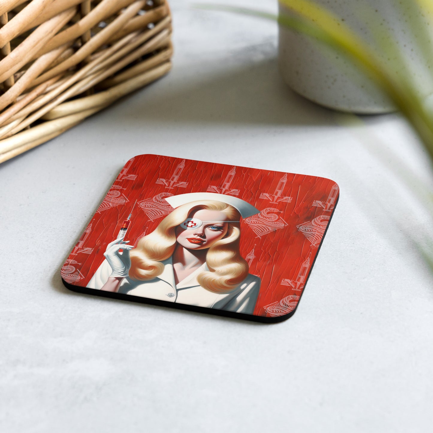 KB Nurse Elle Cork-back coaster