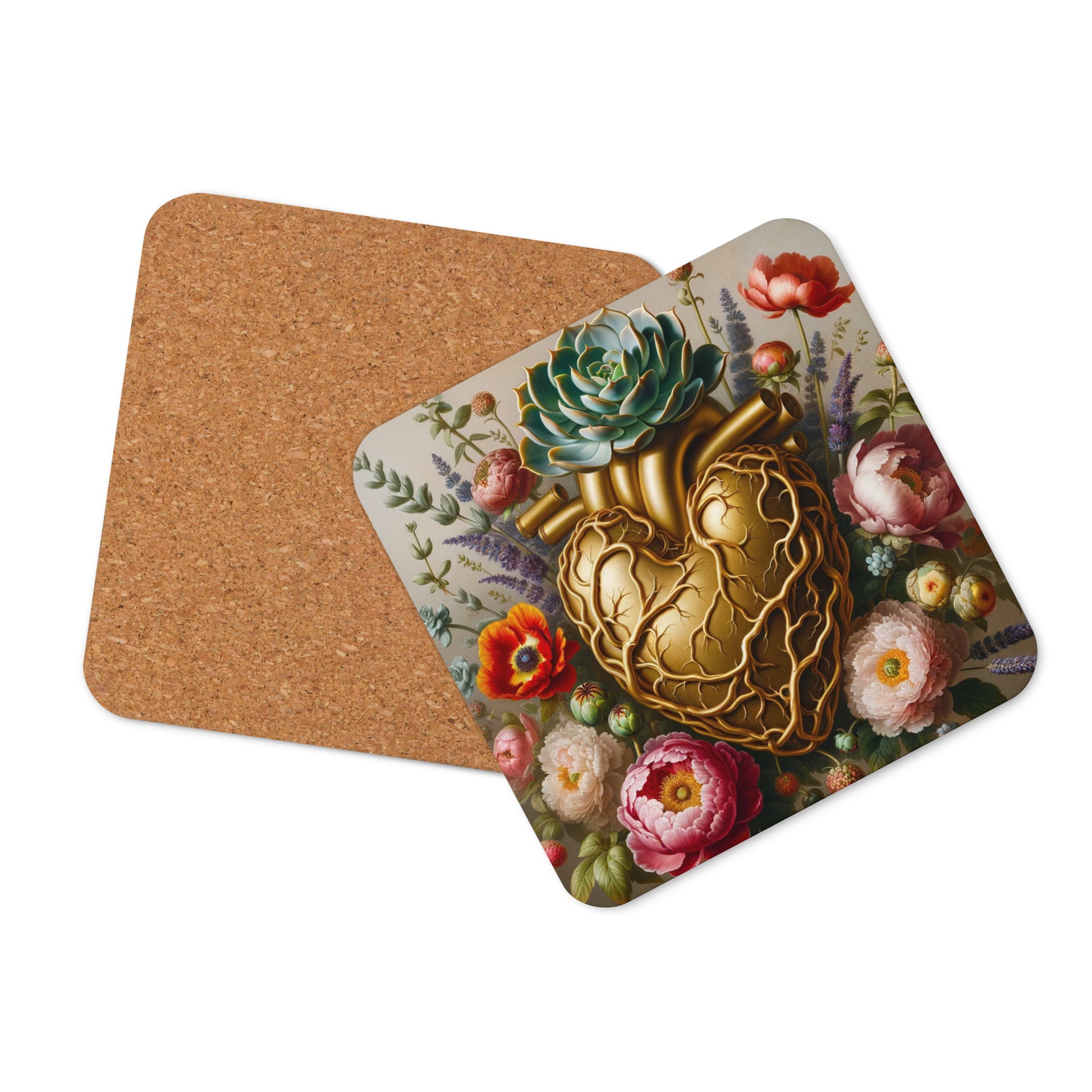 Agave Heart 1 Cork-Back Coaster top