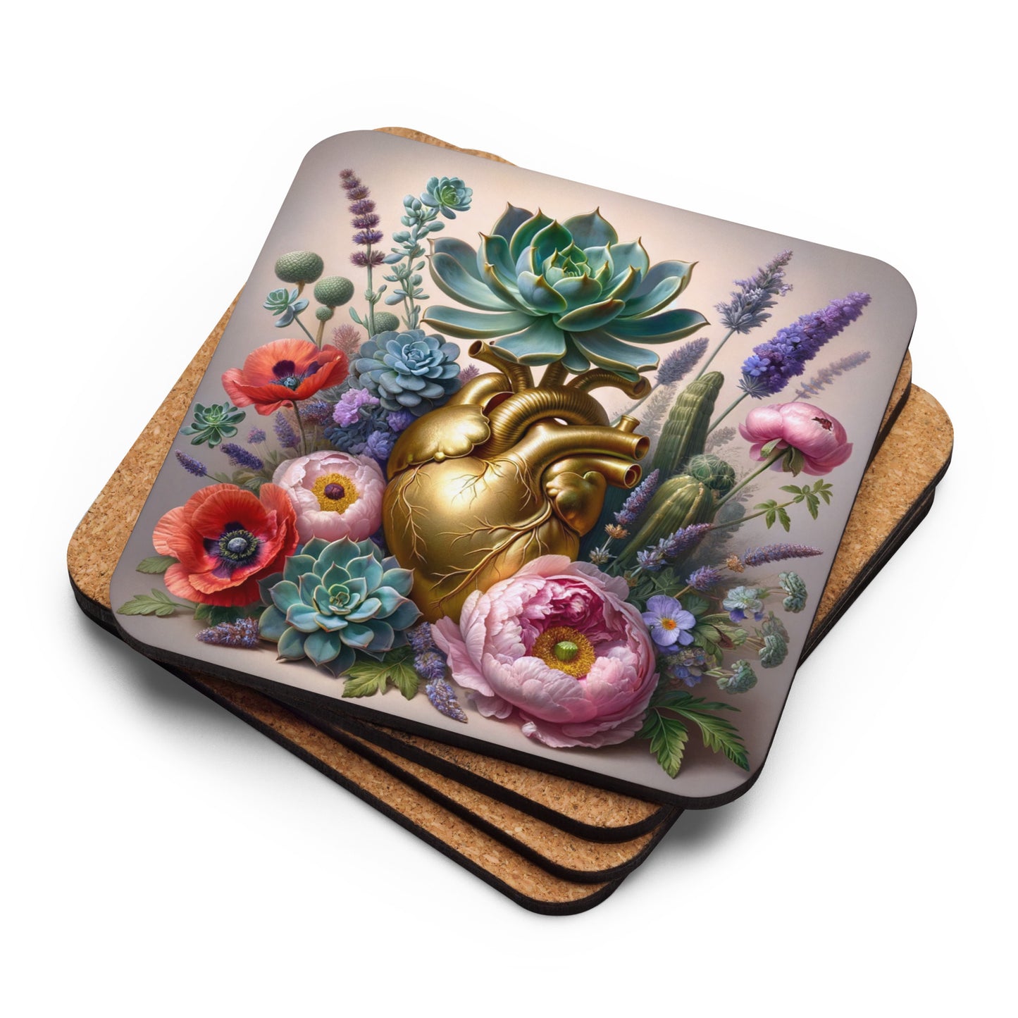 Agave Heart 3 Cork-back coaster