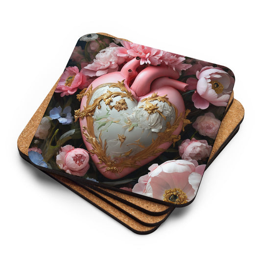 Flora Heart 2 Cork-back coaster