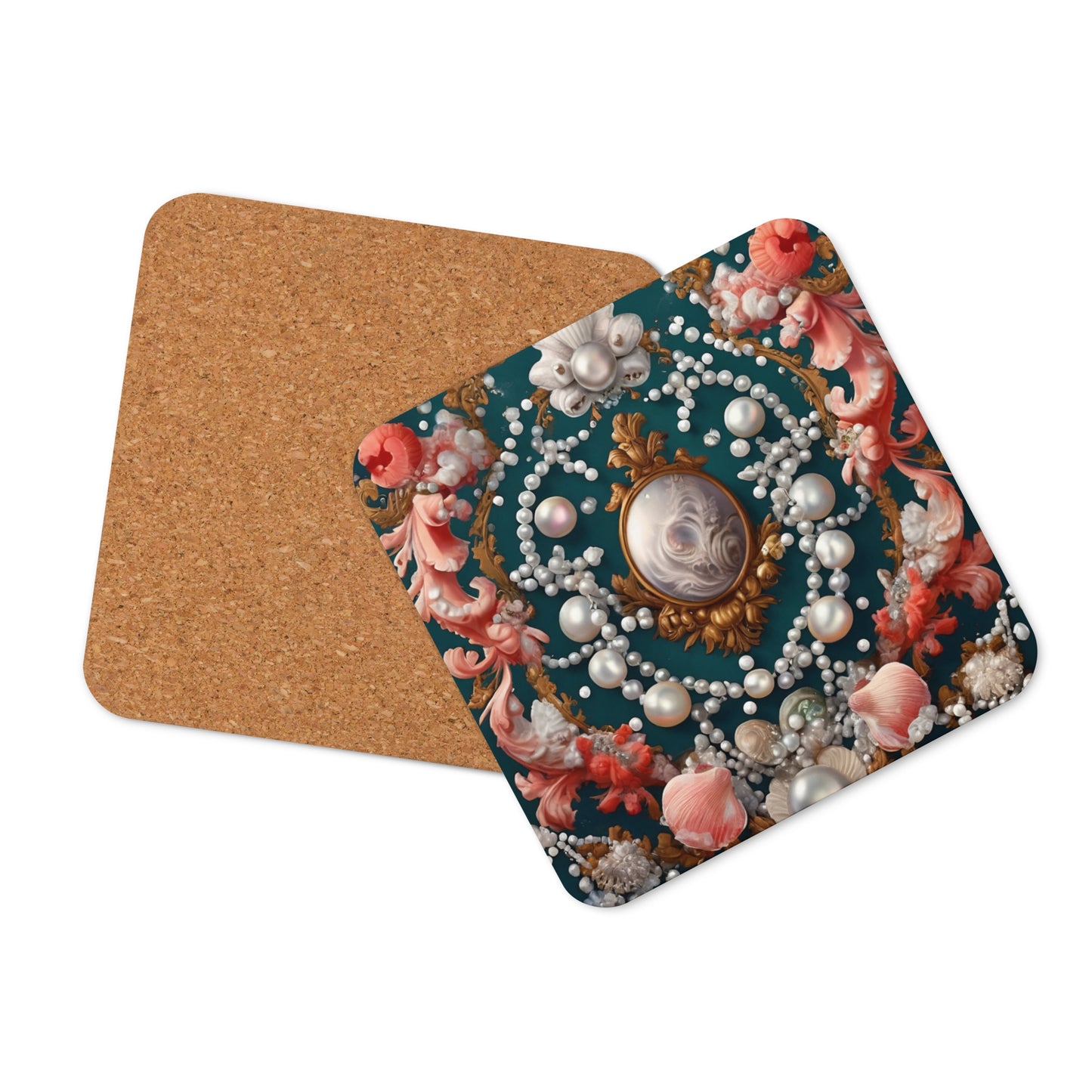 Coral Gems 4 Cork-back coaster