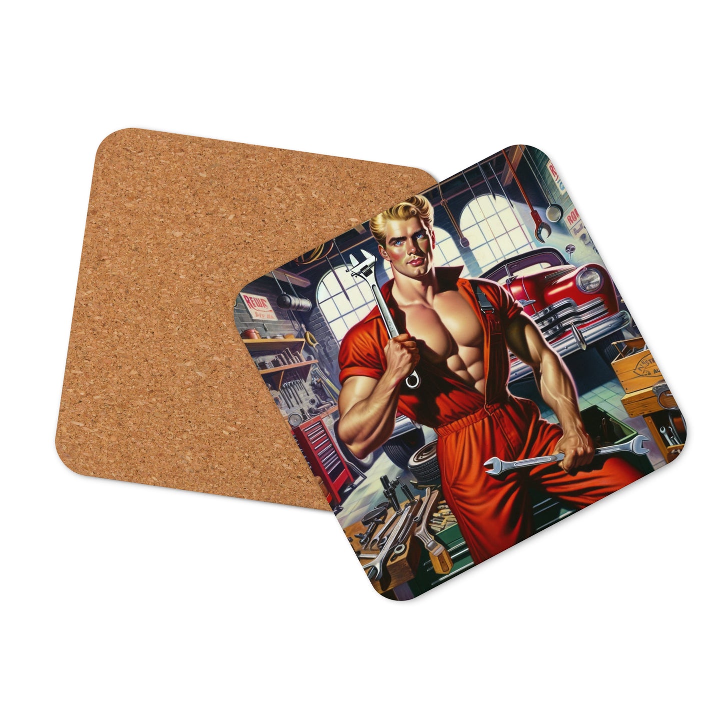 Wrench & Rivet Guy 1 Cork-back coaster