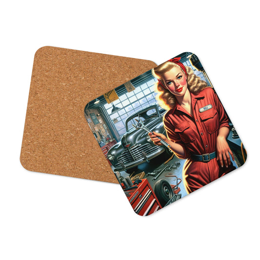 Wrench & Rivet Gal 1 Cork-back coaster