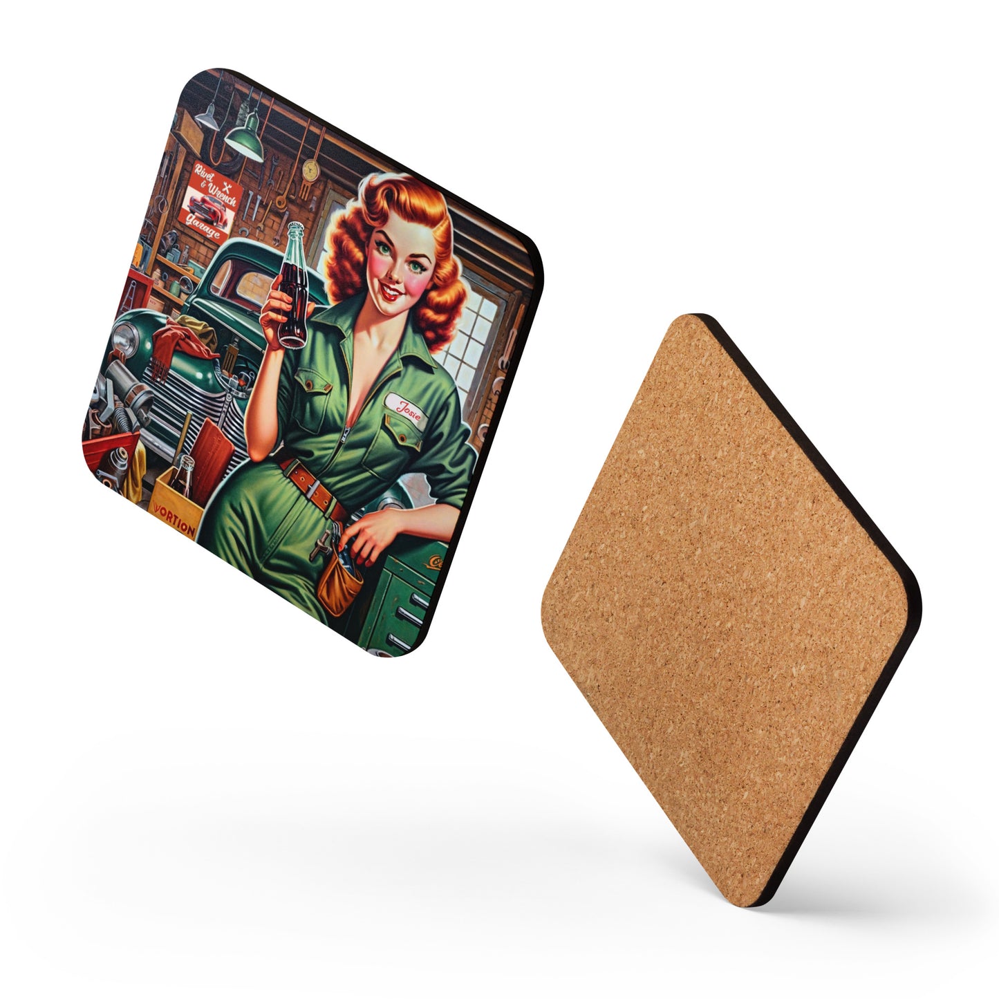 Wrench & Rivet Gal 5 Cork-back coaster