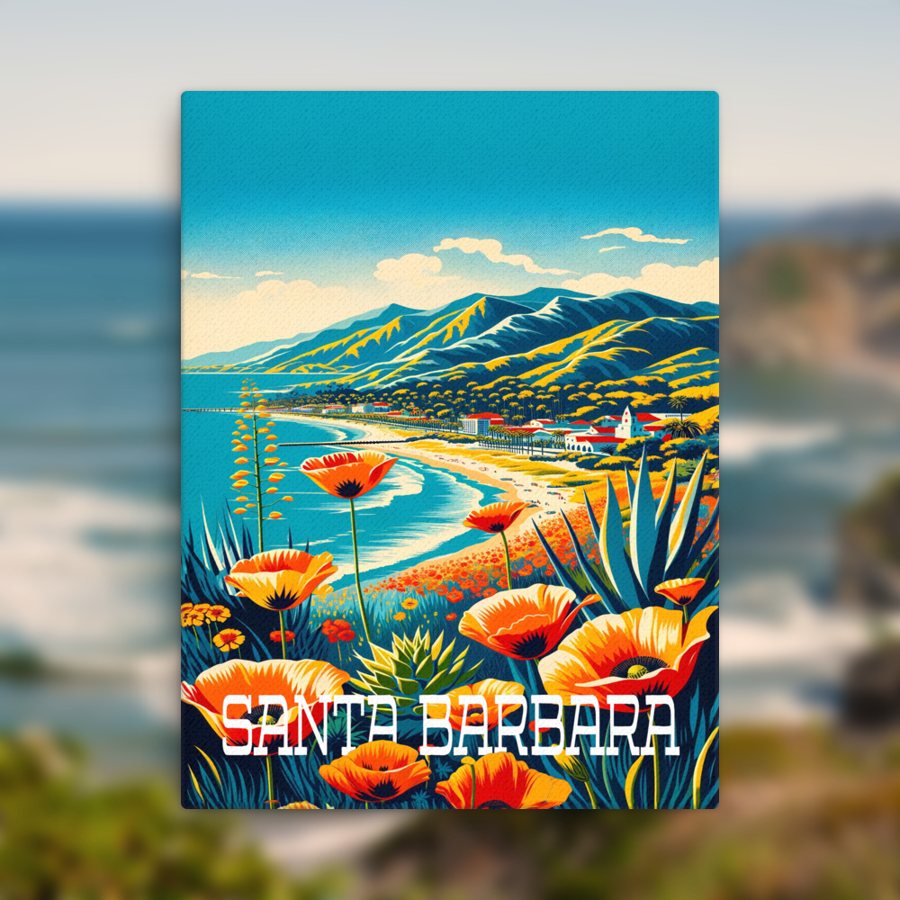 Santa Barbara Travel Poster 18x24" Thin Canvas