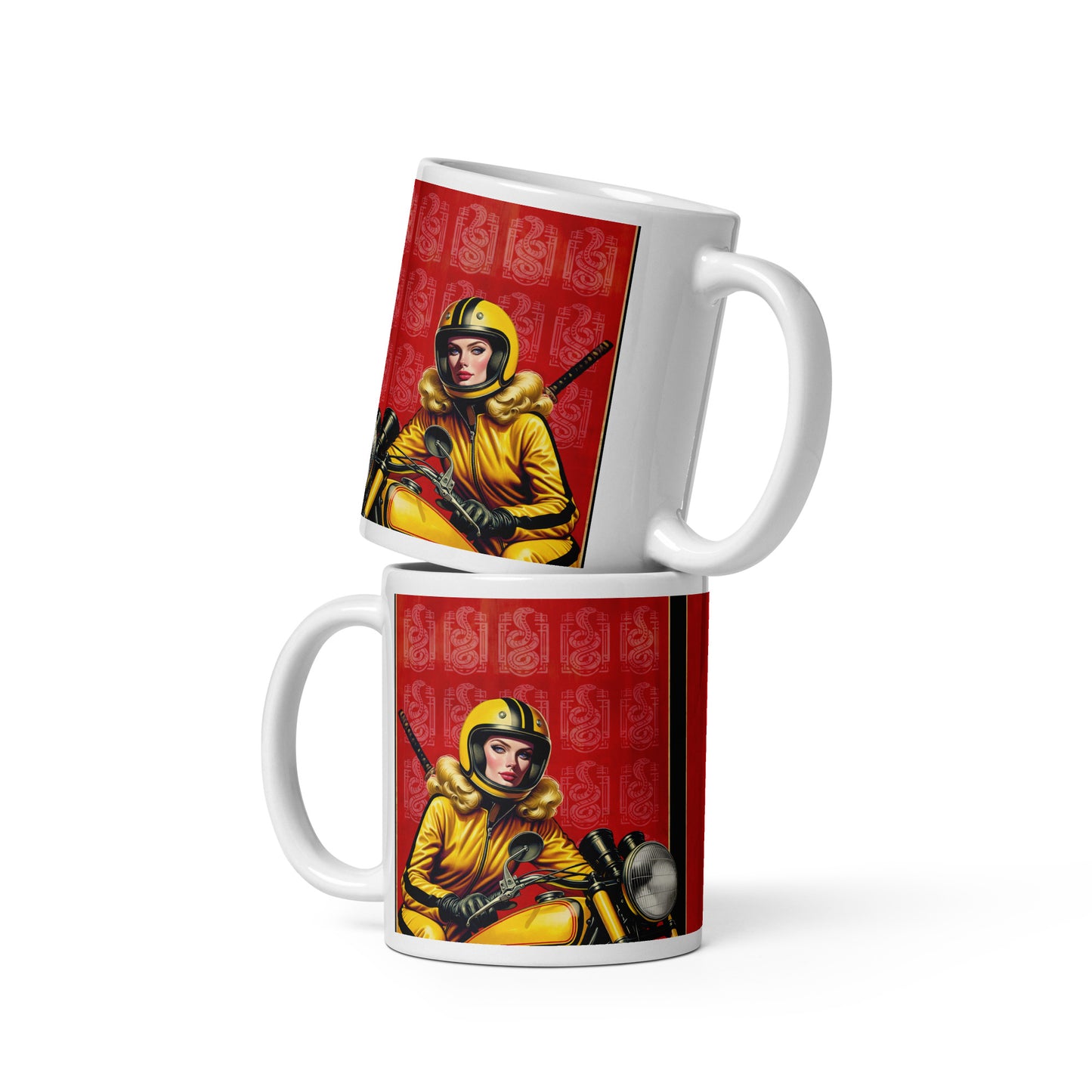 Motorcycle Mamba White glossy mug