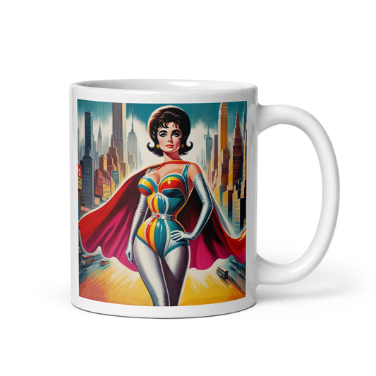 Super-Fab Heroine White glossy mug