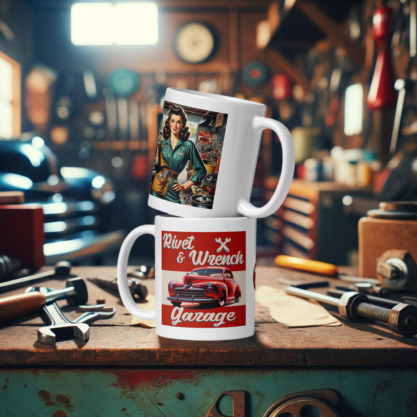 Wrench & Rivet Gal White glossy mug